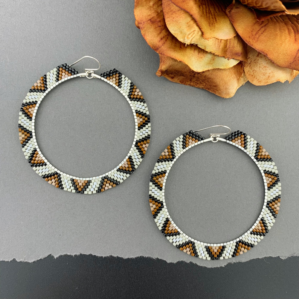 Brick Stitch Hoop Earrings Large