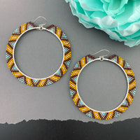 Brick Stitch Hoop Earrings Large