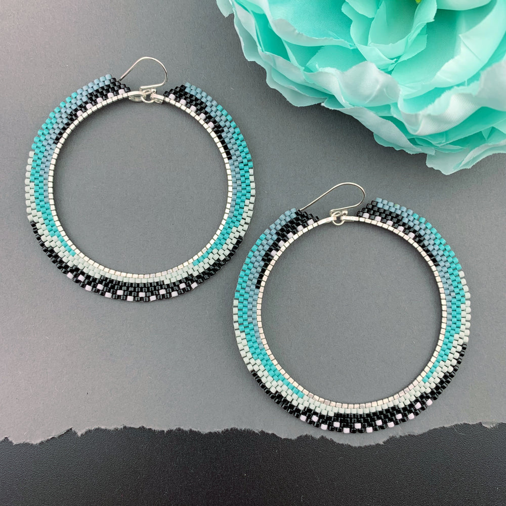 Brick Stitch Hoop Earrings Large