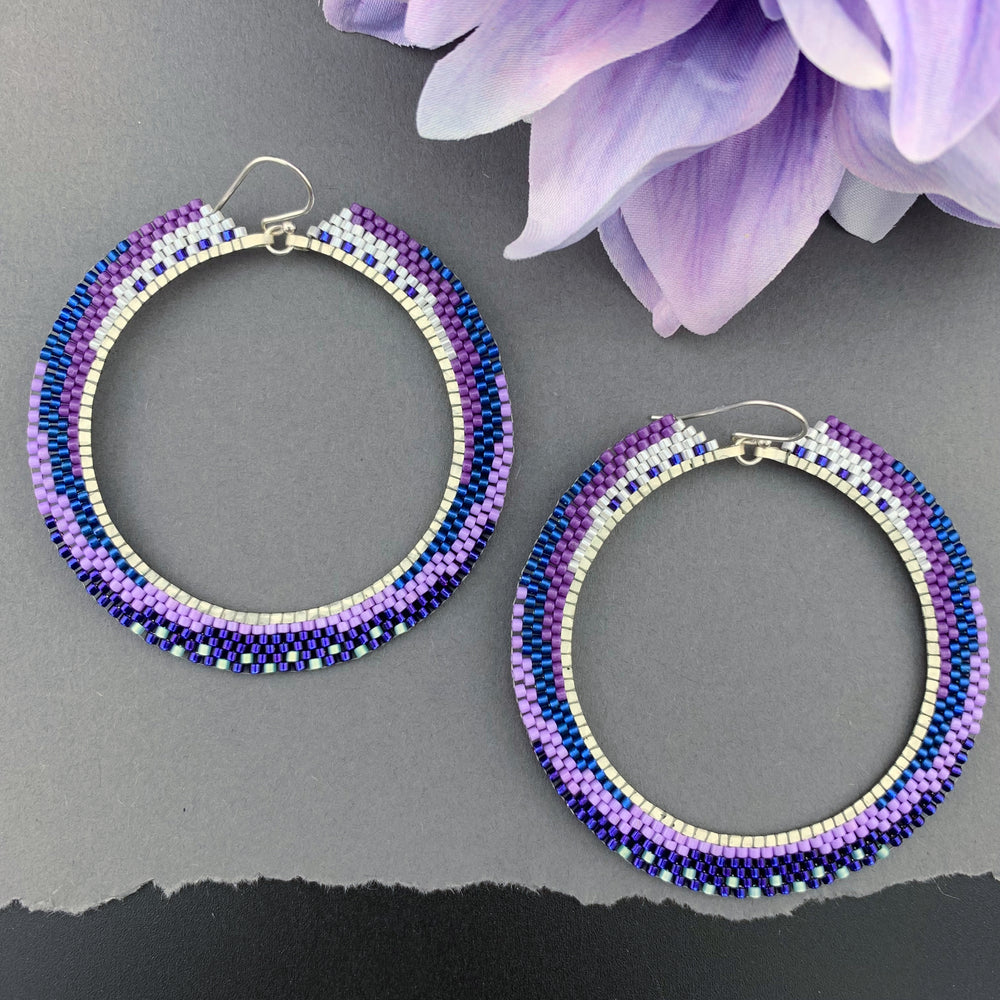 Brick Stitch Hoop Earrings Large