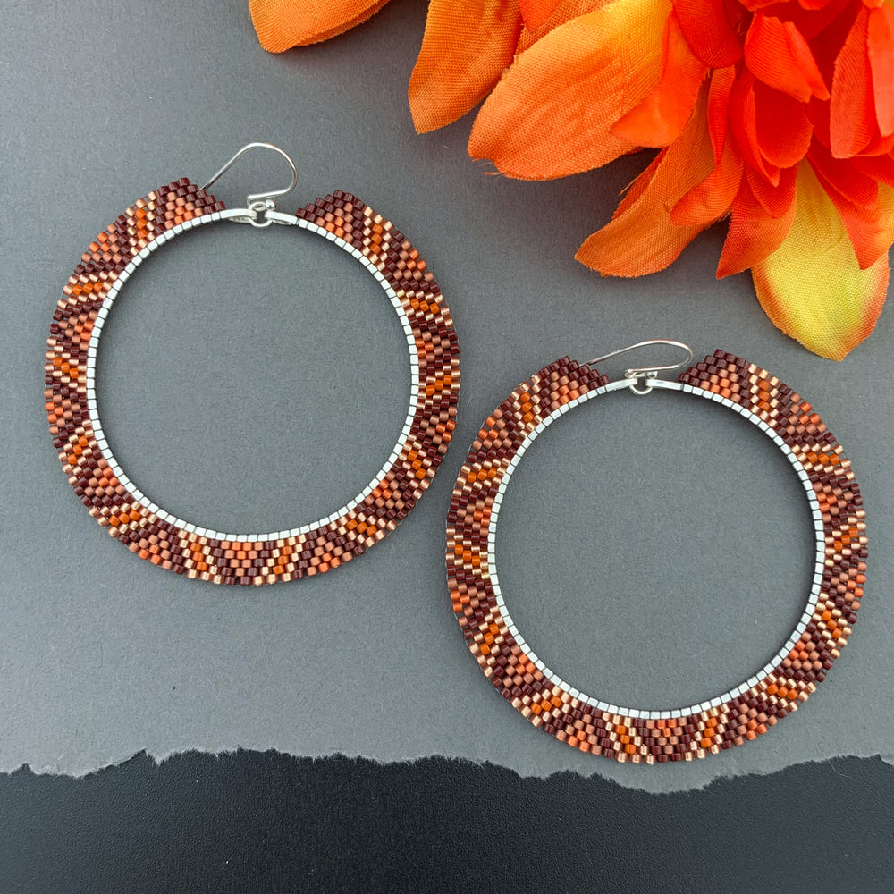 Brick Stitch Hoop Earrings Large