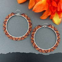 Brick Stitch Hoop Earrings Large