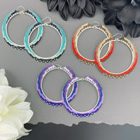 Brick Stitch Hoop Earrings Large