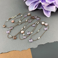 One Of A Kind Radiant Layering Necklace - Chocolate Moonstone, Amethyst, Rose Quartz, Labradorite