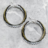 Brick Stitch Hoop Earrings Large