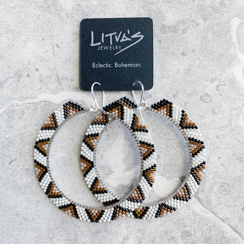 Brick Stitch Hoop Earrings Large