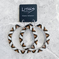 Brick Stitch Hoop Earrings Large