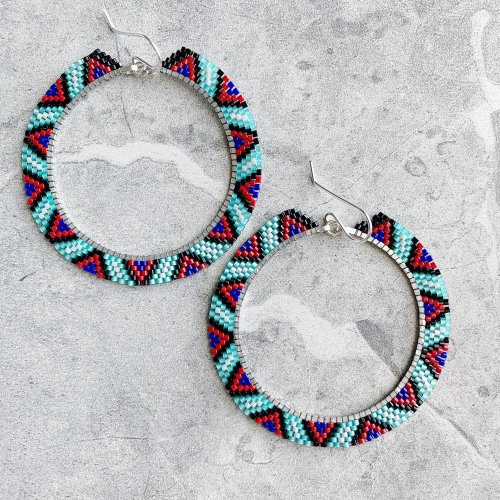 Brick Stitch Hoop Earrings Large