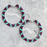 Brick Stitch Hoop Earrings Large