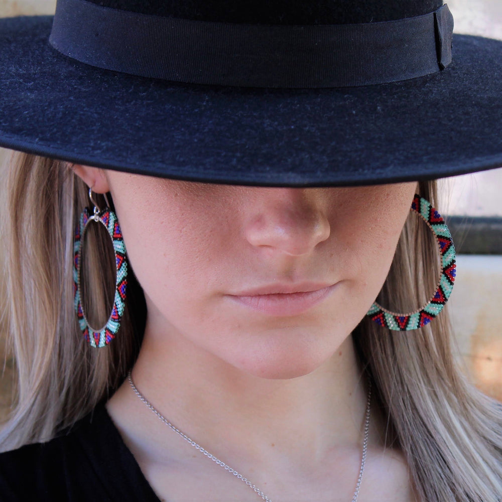 Brick Stitch Hoop Earrings Large