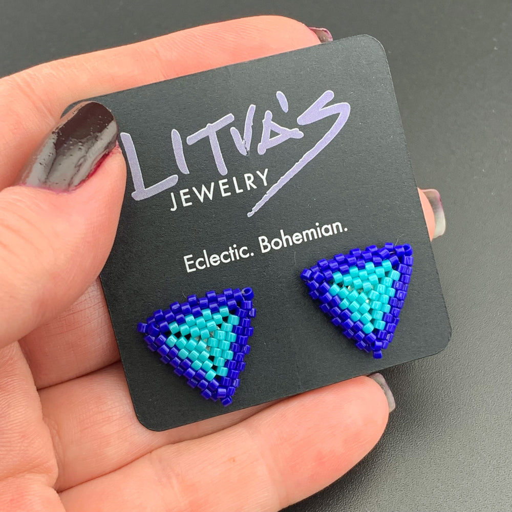 Peyote Stitch Triangle Stud Earrings - Color Framed