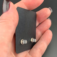 Peyote Stitch Triangle Stud Earrings - Dual Color White