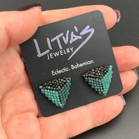 Peyote Stitch Triangle Stud Earrings - Picasso