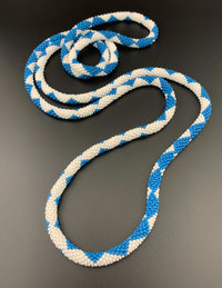 50" Spiral and Diamond Pattern Beaded Crochet Rope Necklaces