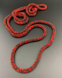 65" Diamond and Abstract Pattern Beaded Crochet Rope Necklaces