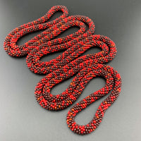 65" Diamond and Abstract Pattern Beaded Crochet Rope Necklaces