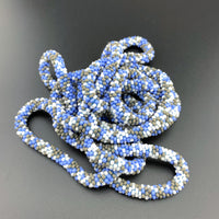 75" Abstract Pattern Beaded Crochet Rope Necklaces - Blues