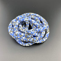 75" Abstract Pattern Beaded Crochet Rope Necklaces - Blues