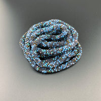 75" Abstract Pattern Beaded Crochet Rope Necklaces - Blues