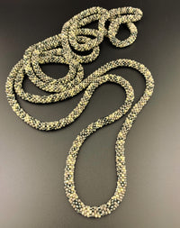 75" Abstract and Sold Pattern Beaded Crochet Rope Necklaces