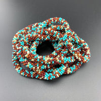 75" Abstract Pattern Beaded Crochet Rope Necklaces - Blue and Turquoise