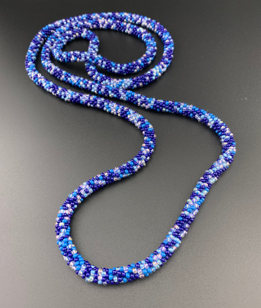 45" Abstract Pattern Beaded Crochet Rope Necklaces