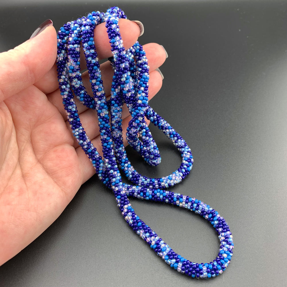 45" Abstract Pattern Beaded Crochet Rope Necklaces