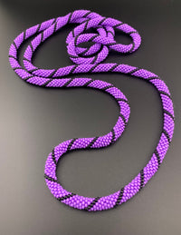 45" Spiral and Diamond Pattern Beaded Crochet Rope Necklaces