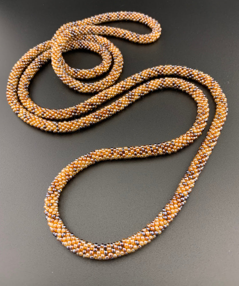 50" Abstract Pattern Beaded Crochet Rope Necklaces