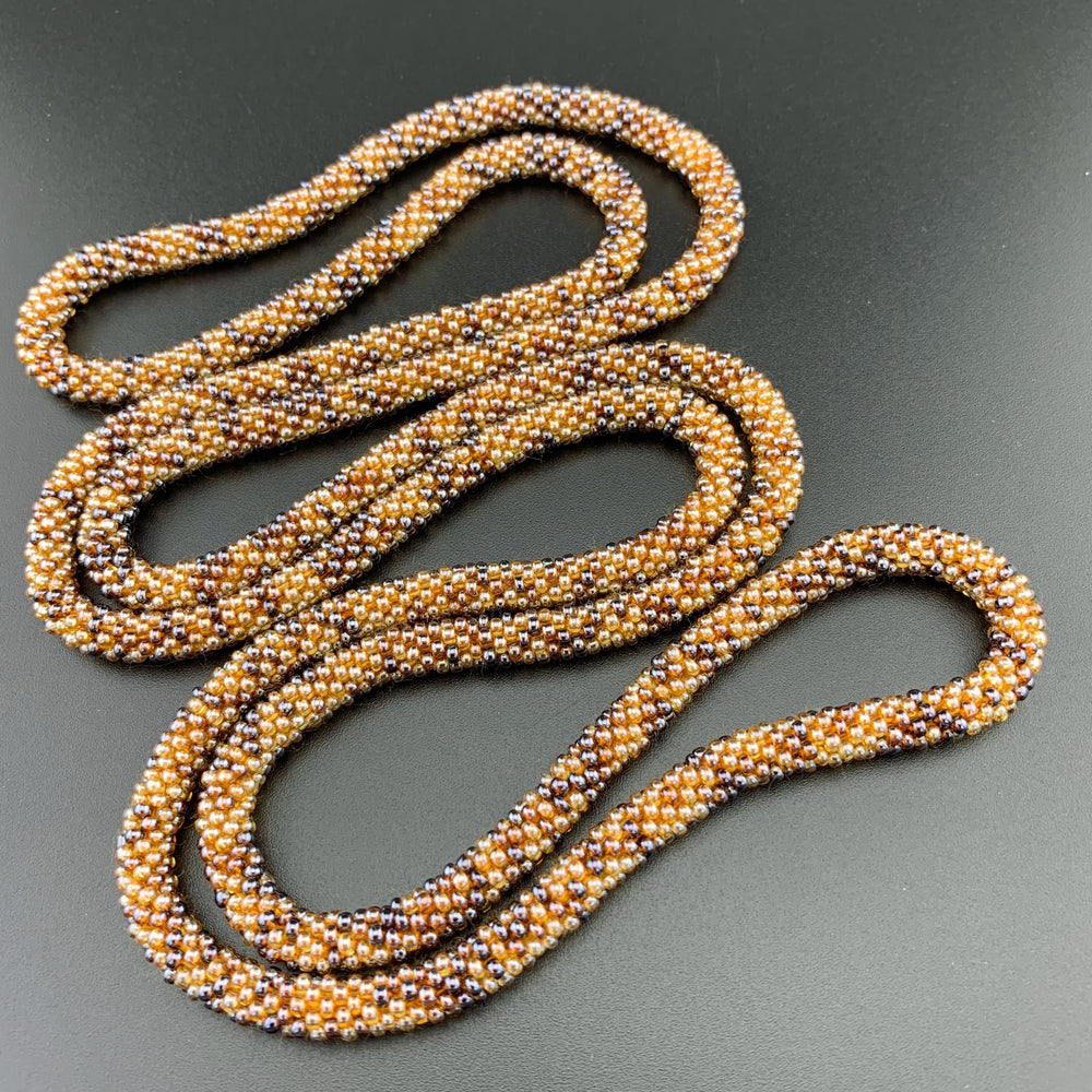 50" Abstract Pattern Beaded Crochet Rope Necklaces