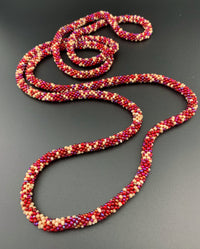 50" Abstract Pattern Beaded Crochet Rope Necklaces