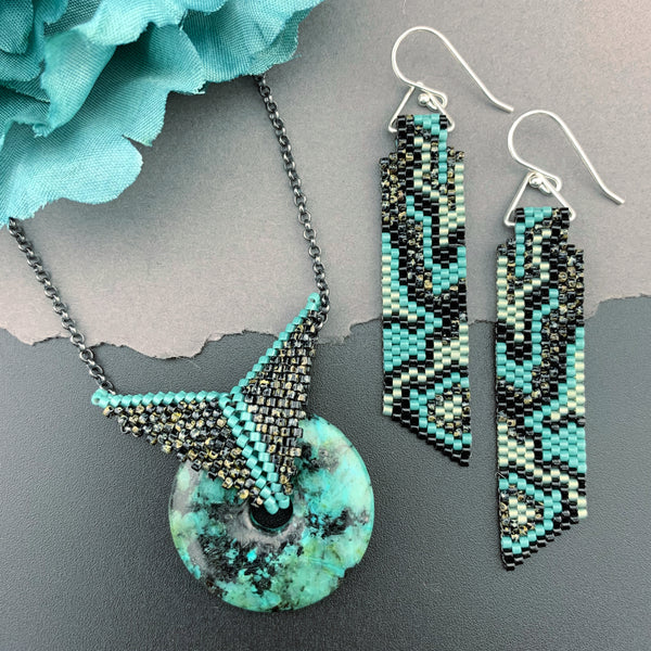 Set: African Jasper Blissful Earrings & Pendant Necklace