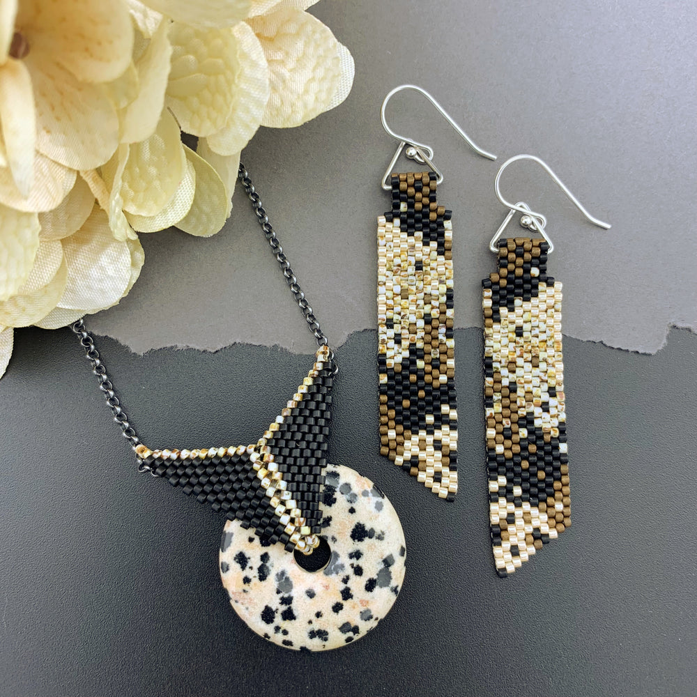 Set: Dalmatian Jasper Blissful Earrings & Pendant Necklace