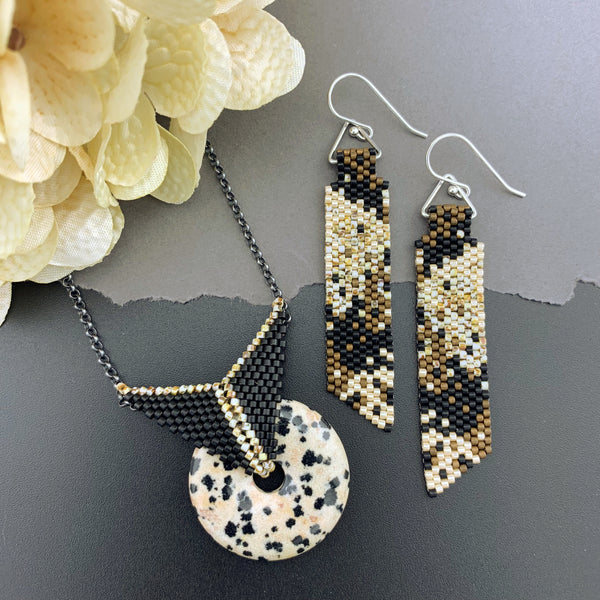 Set: Dalmatian Jasper Blissful Earrings & Pendant Necklace