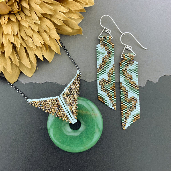 Set: Green Aventurine Blissful Earrings & Pendant Necklace