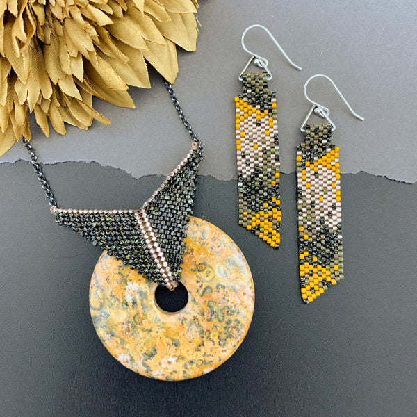 Set: Leopardskin Jasper Blissful Earrings & Pendant Necklace