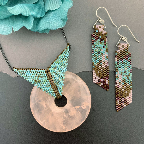 Set: Rose Quartz Blissful Earrings & Pendant Necklace
