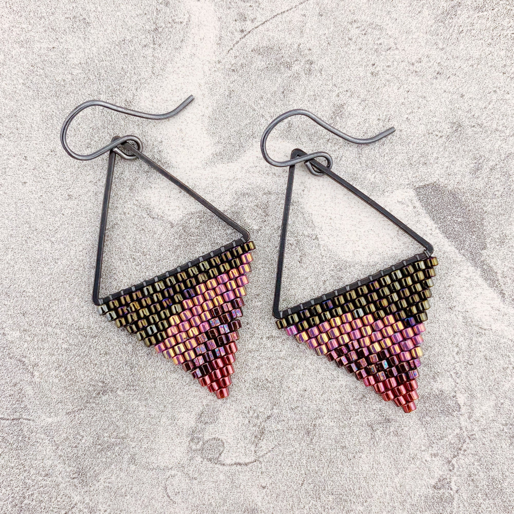 Brick Stitch Mini Triangle Earrings