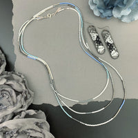 Set: Oval Earrings & Single Strand Beaded Necklace