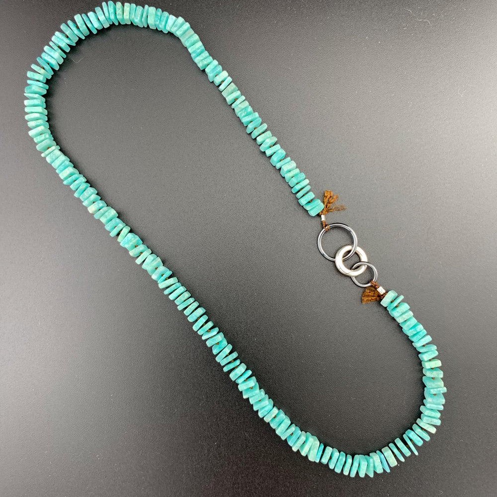 Radiant Necklace - Amazonite Square Heishi Gemstone Candy Necklace