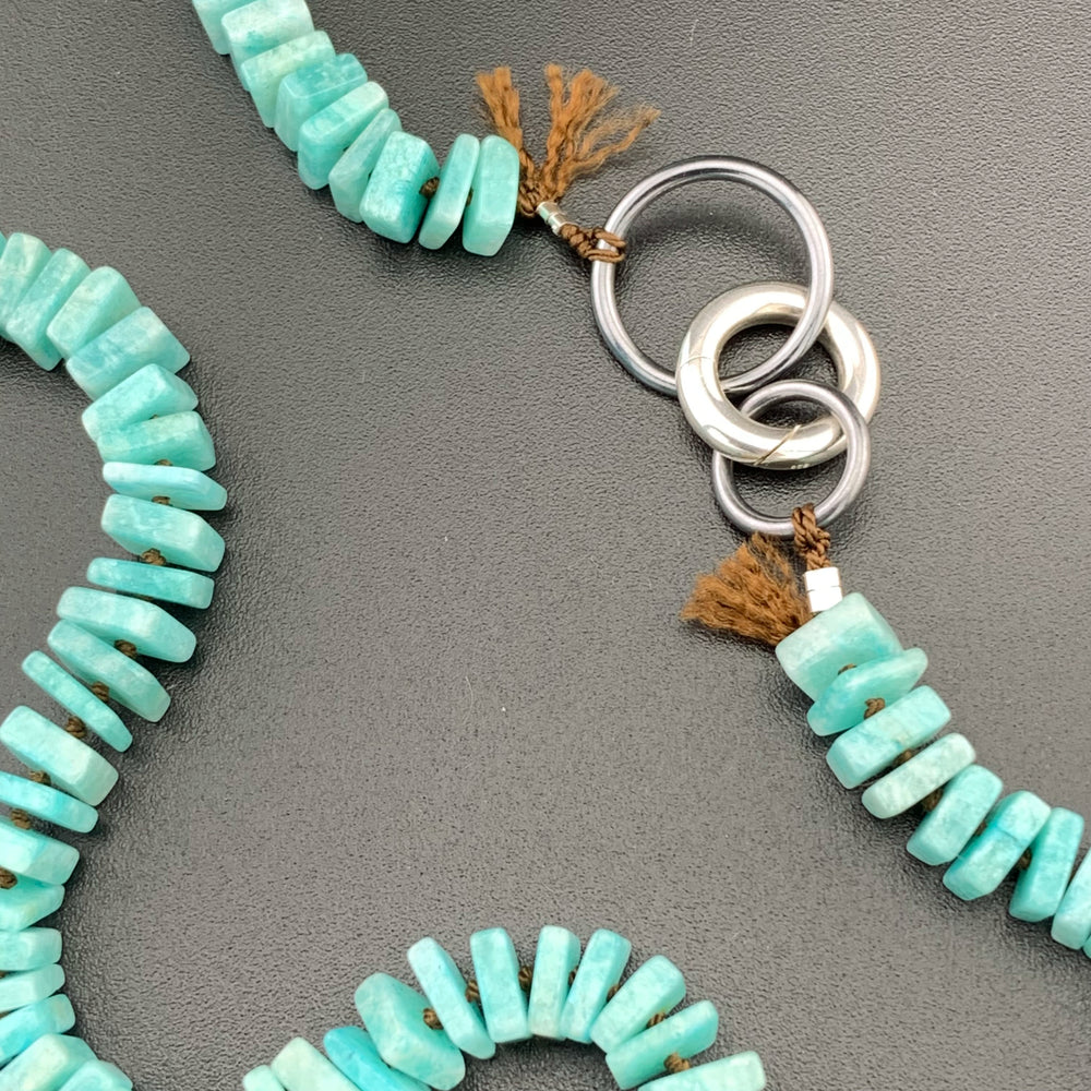 Radiant Necklace - Amazonite Square Heishi Gemstone Candy Necklace