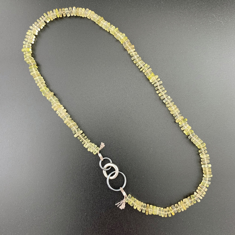 Radiant Necklace - Lemon Quartz Square Heishi Gemstone Candy Necklace