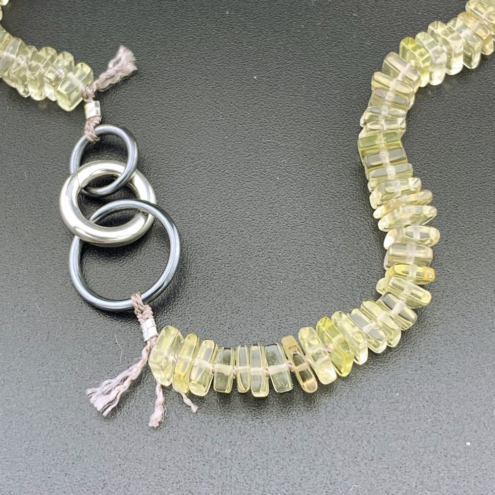 Radiant Necklace - Lemon Quartz Square Heishi Gemstone Candy Necklace