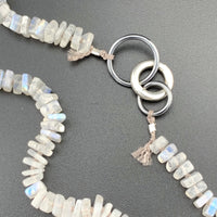 Radiant Necklace - Rainbow Moonstone Square Heishi Gemstone Candy Necklace