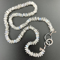 Radiant Necklace - Rainbow Moonstone Square Heishi Gemstone Candy Necklace