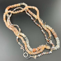 Radiant Necklace - Peach Moonstone Square Heishi Gemstone Candy Necklace