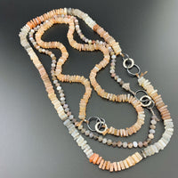 Radiant Necklace - Peach Moonstone Square Heishi Gemstone Candy Necklace