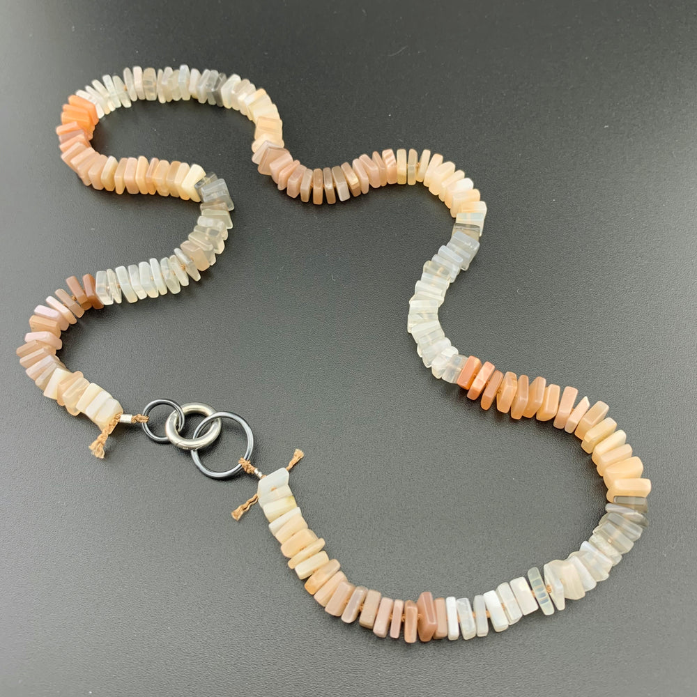 Radiant Necklace - Multi Moonstone Square Heishi Gemstone Candy Necklace