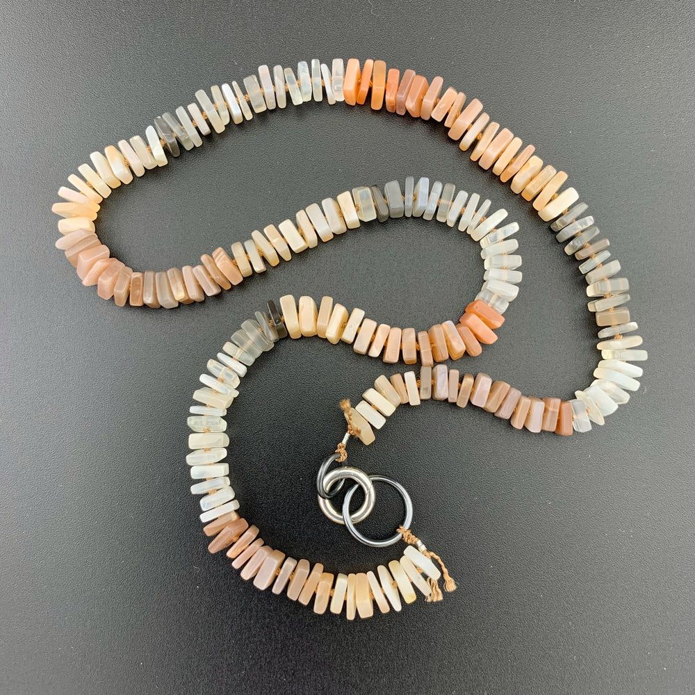 Radiant Necklace - Multi Moonstone Square Heishi Gemstone Candy Necklace