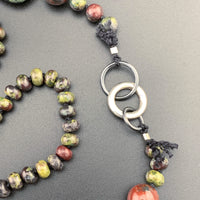 One Of A Kind Silk Knotted Dragon's Blood and Kambaba Jasper Gemstone Candy Necklace